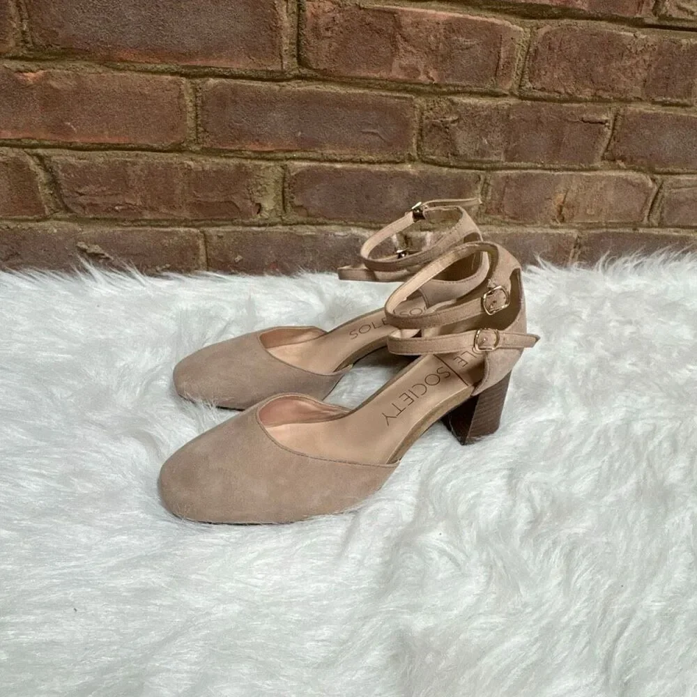 Sole Society Women’s Taupe Selby Suede Pump Size 6.5